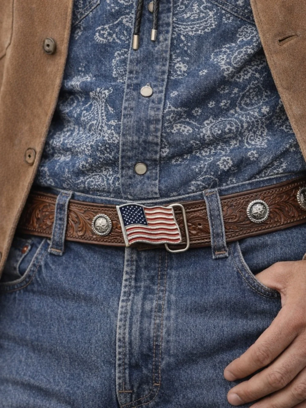 The Great American Buckle Co Small Unisex American Flag Buckle Fits 1.5” Belt